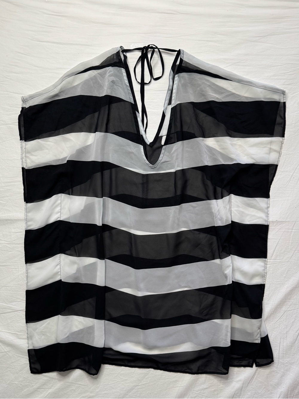 Old Navy - Black and White Striped Sheer Tunic Cover-Up Beach Cover-Up